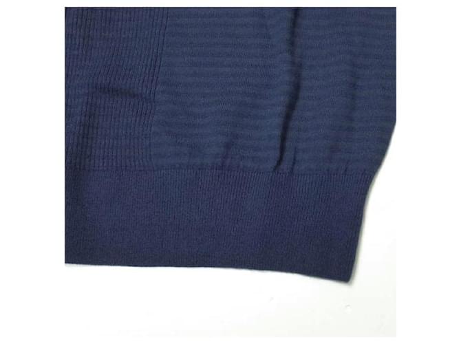 Autre Marque Baumwoll-V-Ausschnitt-Pullover L marineblau - Ansicht 5