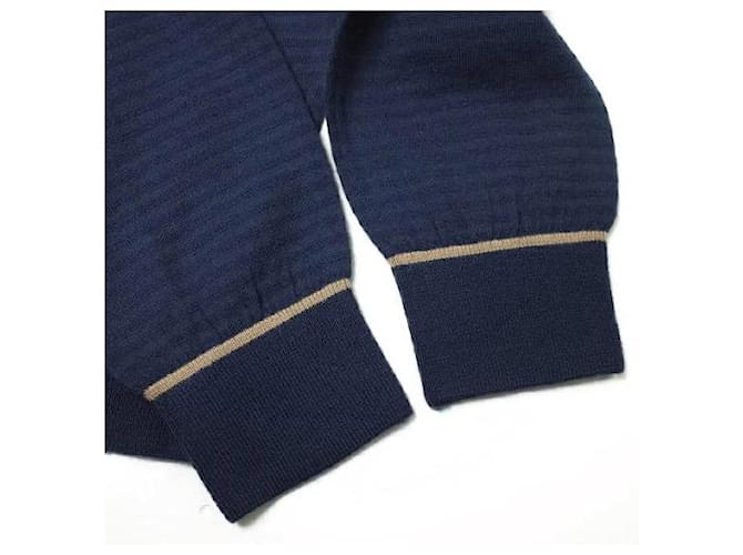 Autre Marque Baumwoll-V-Ausschnitt-Pullover L marineblau - Ansicht 6
