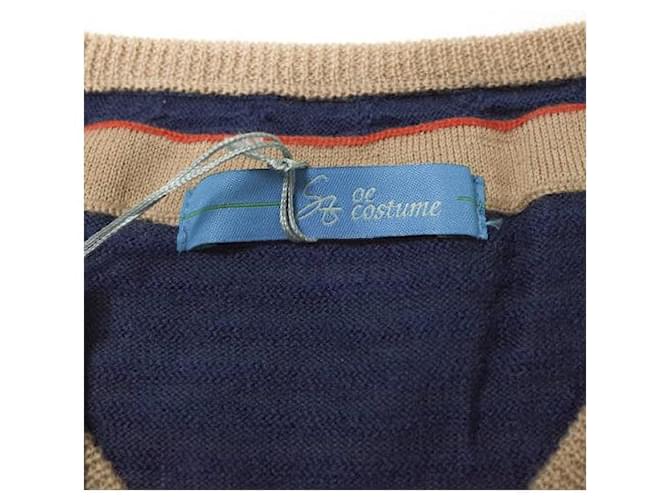 Autre Marque Baumwoll-V-Ausschnitt-Pullover L marineblau - Ansicht 7