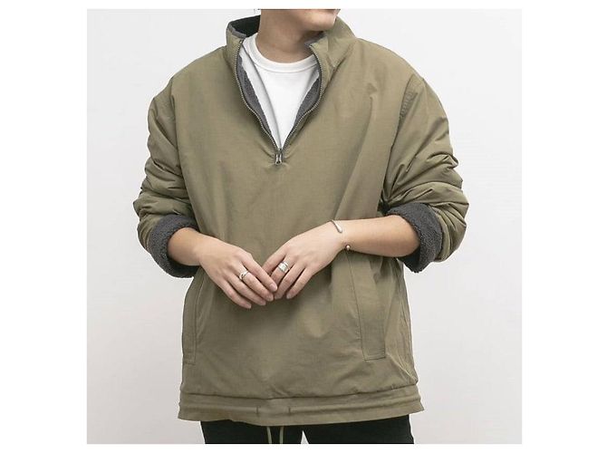 Autre Marque Reversible Urban Research Pullover-Jacke L Anthrazit/Olive - Ansicht 5