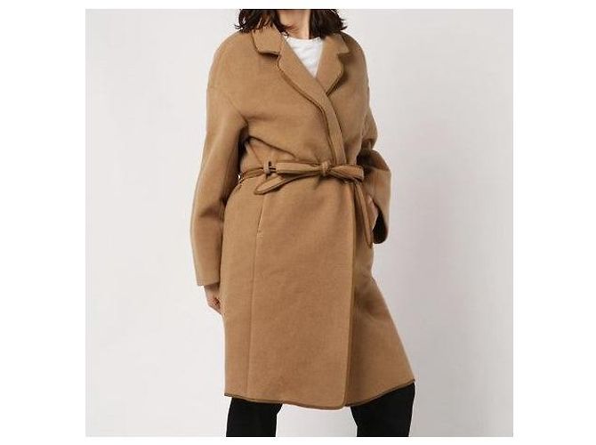 Autre Marque Abrigo Melton Pile Cut 45R Camel Camello - vista 7