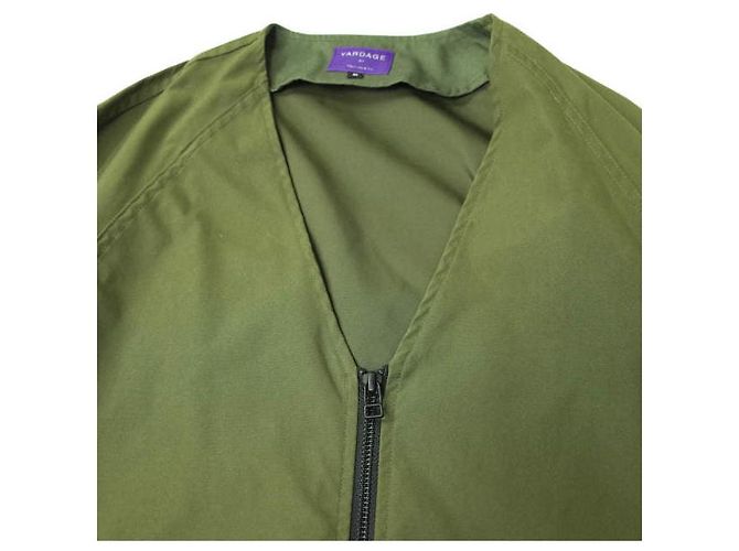 Autre Marque Giacca camicia con zip verde oliva a collo a V dell'esercito - vista 4