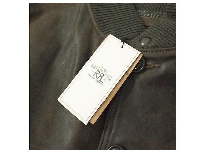 Ralph Lauren Abrigo de coche de cuero RRL de piel de vaca Marrón oscuro - vista 3