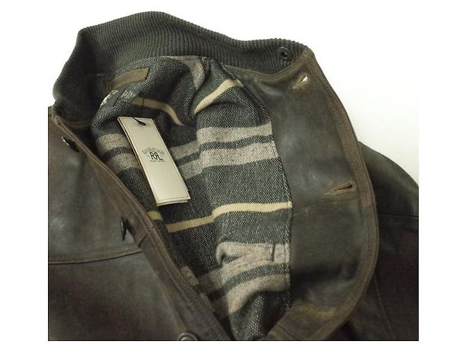 Ralph Lauren Abrigo de coche de cuero RRL de piel de vaca Marrón oscuro - vista 8