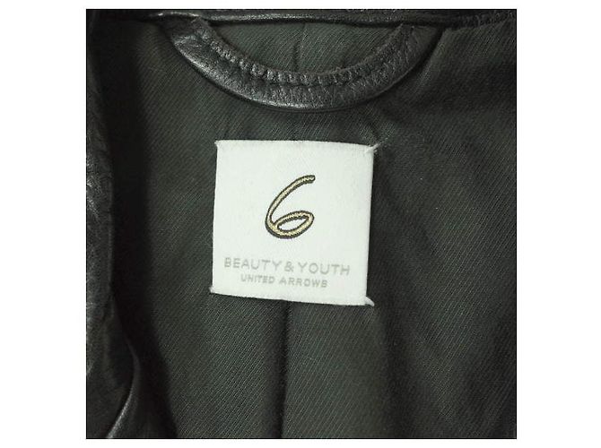 Autre Marque Doppelte Reiterjacke aus Rindsleder schwarz - Ansicht 3