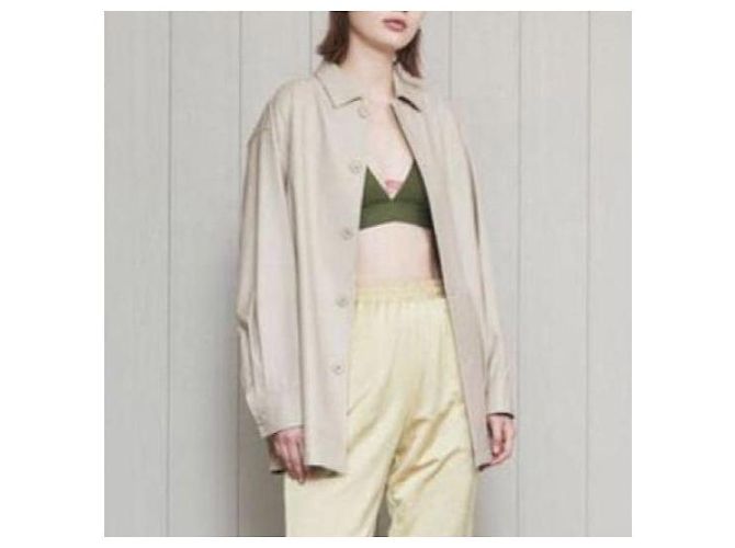 Autre Marque Giacca camicia in ecopelle beige H BEAUTY&YOUTH - vista 3