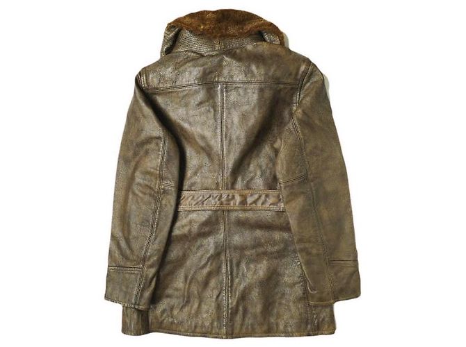 Ralph Lauren Jaqueta de couro de grão integral com colarinho de shearling RRL Castanho escuro - vista 2