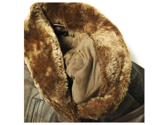 Ralph Lauren Jaqueta de couro de grão integral com colarinho de shearling RRL Castanho escuro - vista 9
