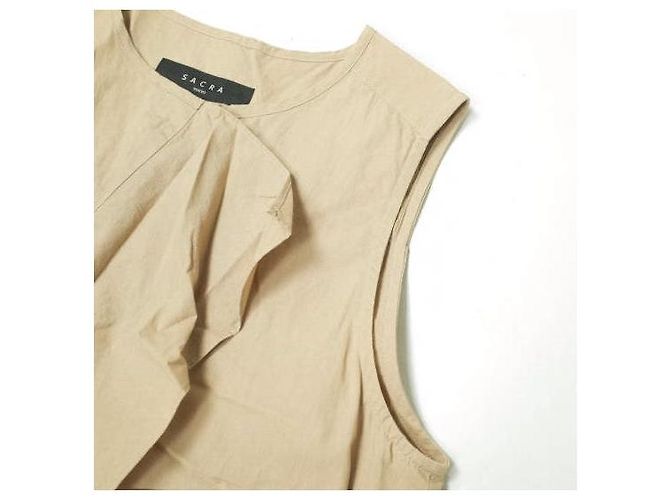 Autre Marque Vestido sin mangas con volantes de algodón SACRA Beige - vista 5
