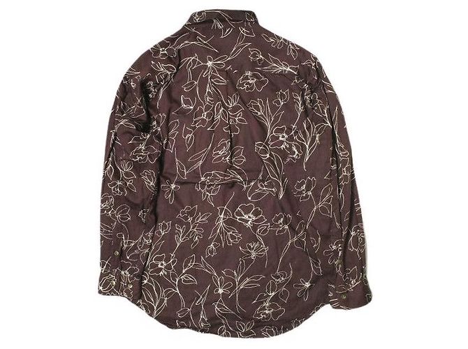 Autre Marque Camisa de cuello regular de algodón rayón con flores marrones Castaño - vista 2
