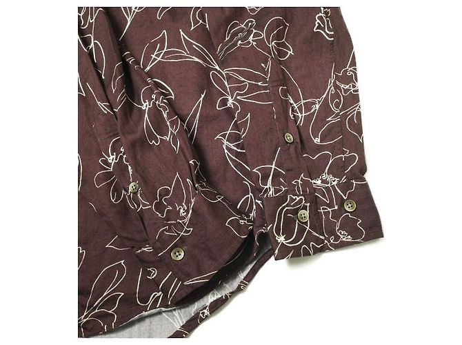 Autre Marque Camisa de cuello regular de algodón rayón con flores marrones Castaño - vista 5
