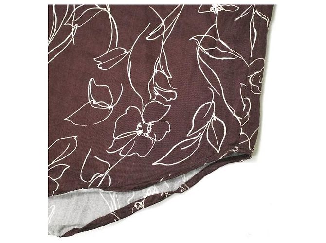 Autre Marque Camisa de cuello regular de algodón rayón con flores marrones Castaño - vista 6
