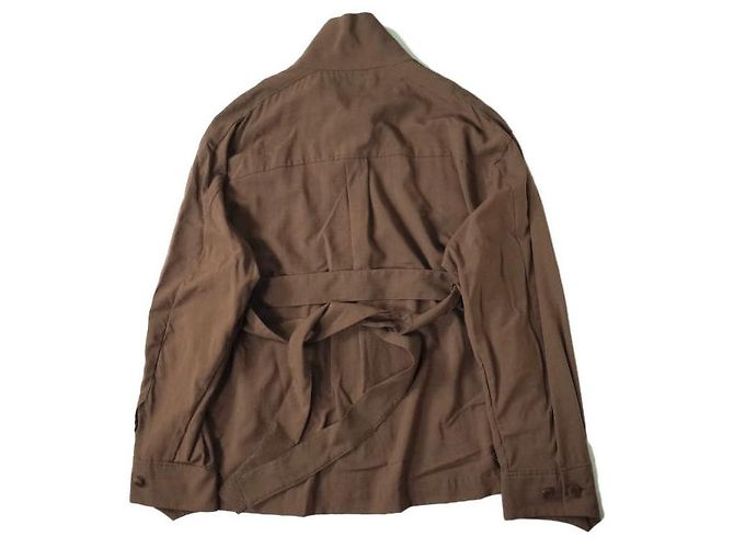 Autre Marque Undekorierte Woll-Cupra-Voile-Jacke Braun - Ansicht 2