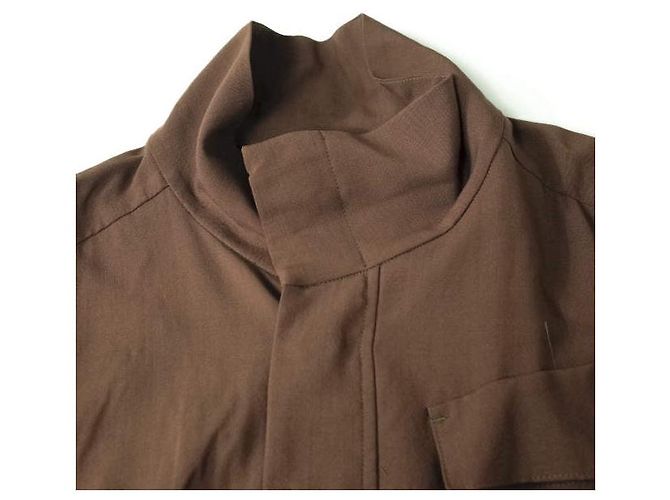 Autre Marque Undekorierte Woll-Cupra-Voile-Jacke Braun - Ansicht 4
