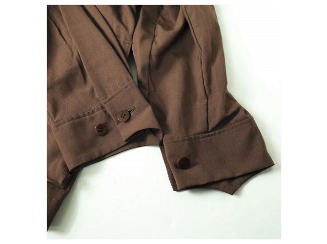 Autre Marque Undekorierte Woll-Cupra-Voile-Jacke Braun - Ansicht 6