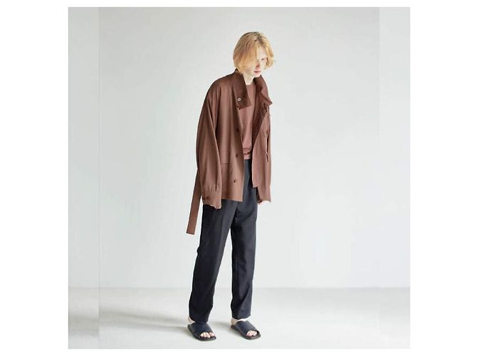 Autre Marque Undekorierte Woll-Cupra-Voile-Jacke Braun - Ansicht 8