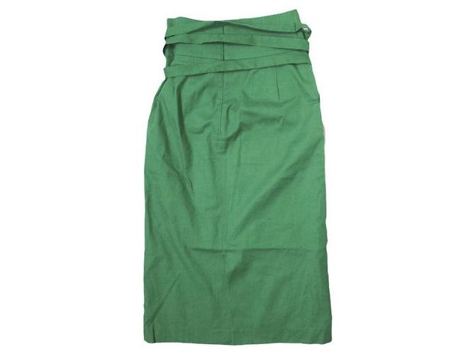 Autre Marque Saia justa de algodão e linho SACRA Verde - vista 2