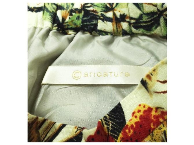 Autre Marque Falda peplum de algodón y lino con estampado botánico S Beige - vista 3