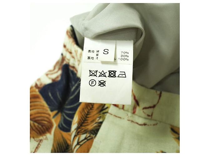 Autre Marque Falda peplum de algodón y lino con estampado botánico S Beige - vista 7