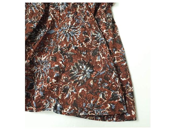 Autre Marque Falda de popelina étnica con flores marrones Castaño - vista 6