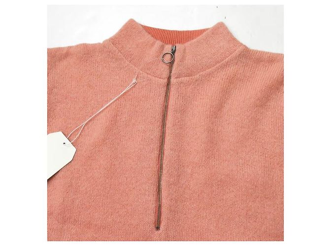Autre Marque Bukht Mohair Zip-Mokkragen-Strickpullover in Pink - Ansicht 4