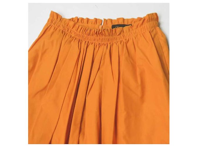 Autre Marque Falda Drawer de algodón naranja con cintura fruncida - vista 3