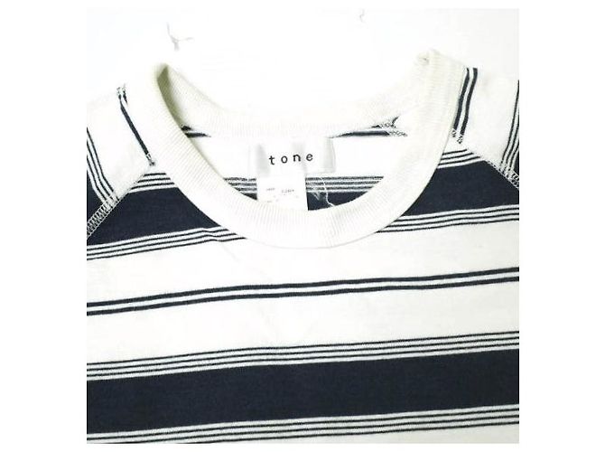 Autre Marque T-shirt Raglan a righe Tone blu e bianco cotone - vista 3