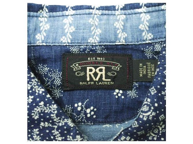 Ralph Lauren Top de lino patchwork RRL Bandana Azul - vista 3