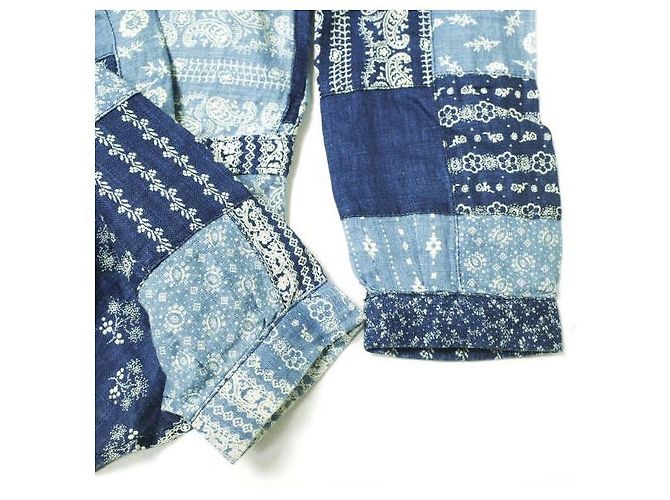 Ralph Lauren Top de lino patchwork RRL Bandana Azul - vista 5