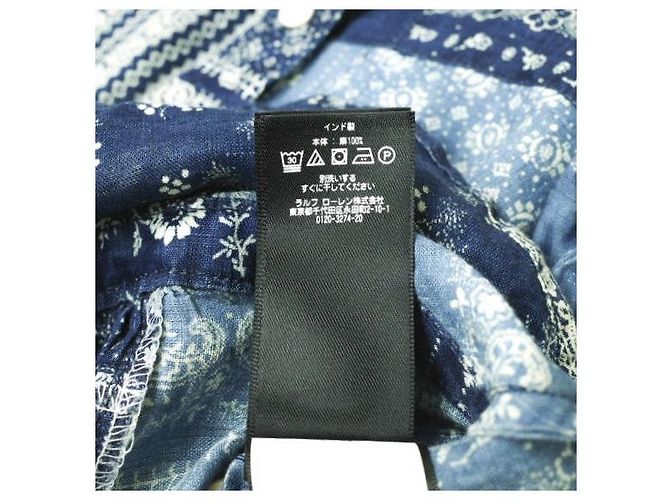 Ralph Lauren Top de lino patchwork RRL Bandana Azul - vista 7