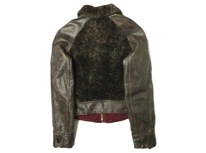 Ralph Lauren RRL Lammfell- und Lederjacke Dunkelbraun - Ansicht 2
