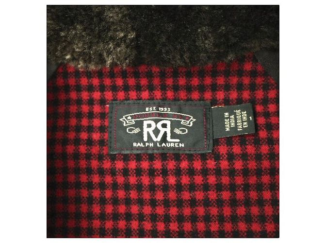Ralph Lauren RRL Lammfell- und Lederjacke Dunkelbraun - Ansicht 3