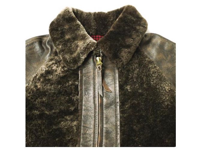 Ralph Lauren RRL Lammfell- und Lederjacke Dunkelbraun - Ansicht 4