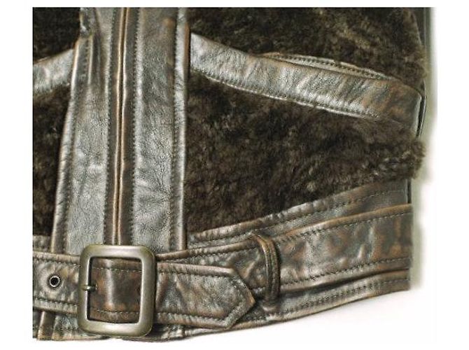 Ralph Lauren RRL Lammfell- und Lederjacke Dunkelbraun - Ansicht 5