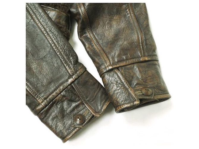 Ralph Lauren RRL Lammfell- und Lederjacke Dunkelbraun - Ansicht 6
