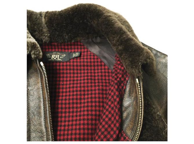Ralph Lauren RRL Lammfell- und Lederjacke Dunkelbraun - Ansicht 7