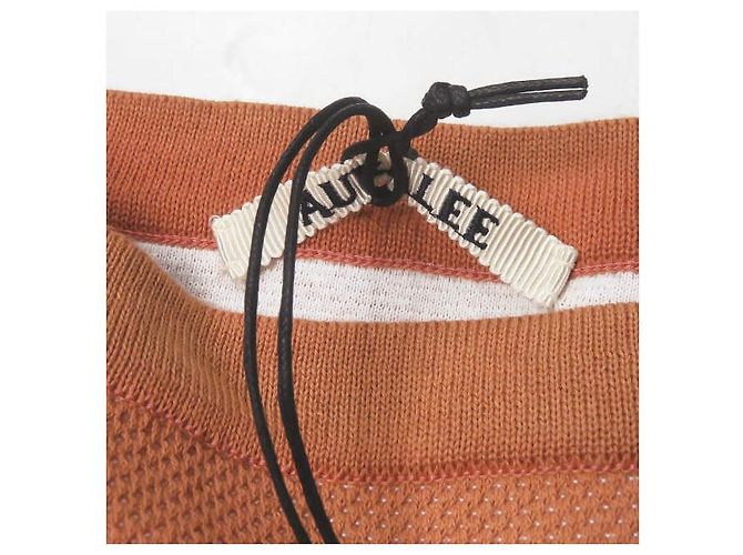 Autre Marque Top de punto de cuello barco de doble cara GIZA BIRDS EYE de Auralee Naranja - vista 3