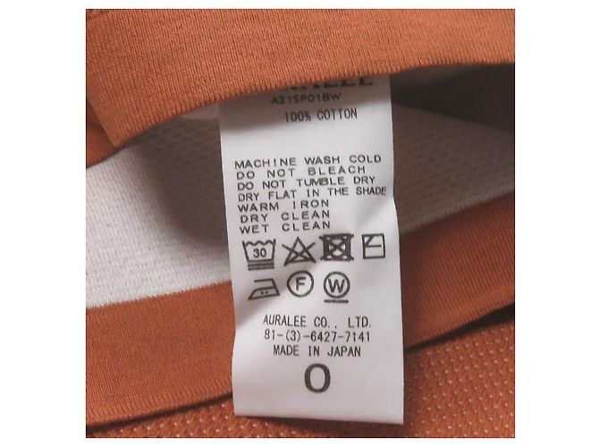 Autre Marque Top de punto de cuello barco de doble cara GIZA BIRDS EYE de Auralee Naranja - vista 7