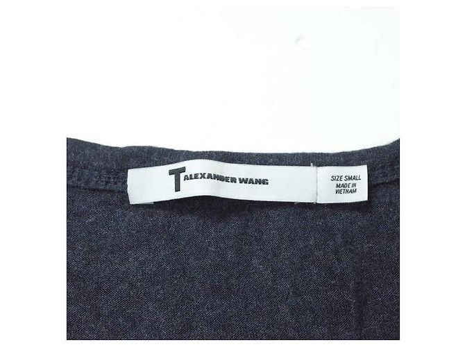 Camiseta de rayón con cuello en U y bolsillo T by ALEXANDER WANG Azul marino - vista 3