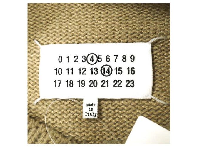Autre Marque Maison Margiela Rundhals-Pullover aus Baumwolle, Leinen und Wolle mit Ellbogenpatches Beige - Ansicht 3