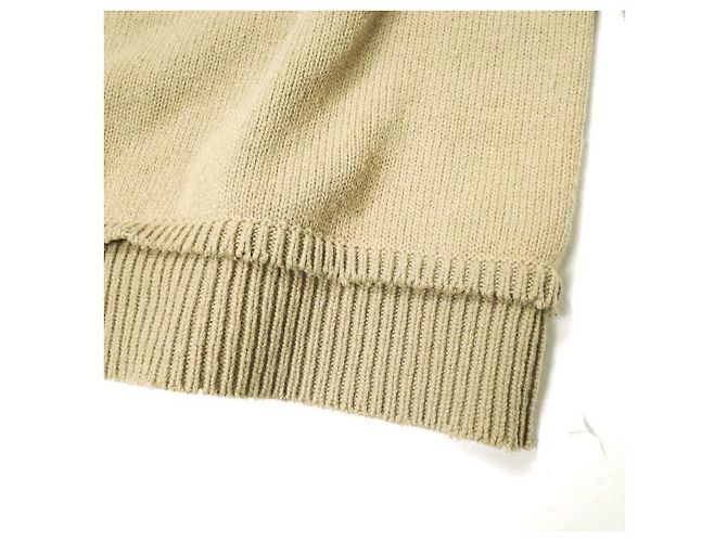 Autre Marque Maison Margiela Rundhals-Pullover aus Baumwolle, Leinen und Wolle mit Ellbogenpatches Beige - Ansicht 8