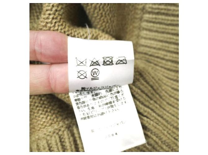 Autre Marque Maison Margiela Rundhals-Pullover aus Baumwolle, Leinen und Wolle mit Ellbogenpatches Beige - Ansicht 9