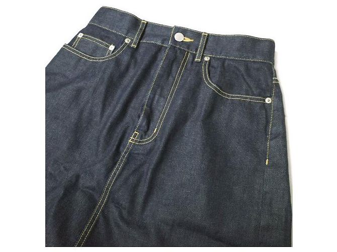 Autre Marque Falda de denim selvedge con pliegue trasero índigo Azul - vista 4