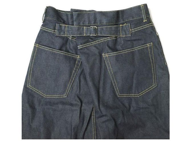Autre Marque Falda de denim selvedge con pliegue trasero índigo Azul - vista 6