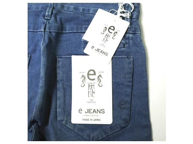 Autre Marque Pantalones de mezclilla de algodón elástico tapered Azul marino - vista 3