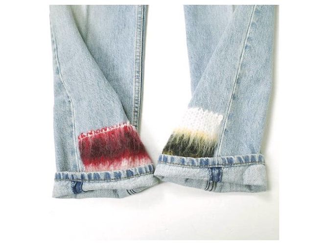 Calças de algodão, mohair, couro e denim Marni PAJD0344L0 Azul - vista 11