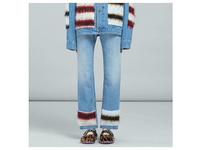 Calças de algodão, mohair, couro e denim Marni PAJD0344L0 Azul - vista 3