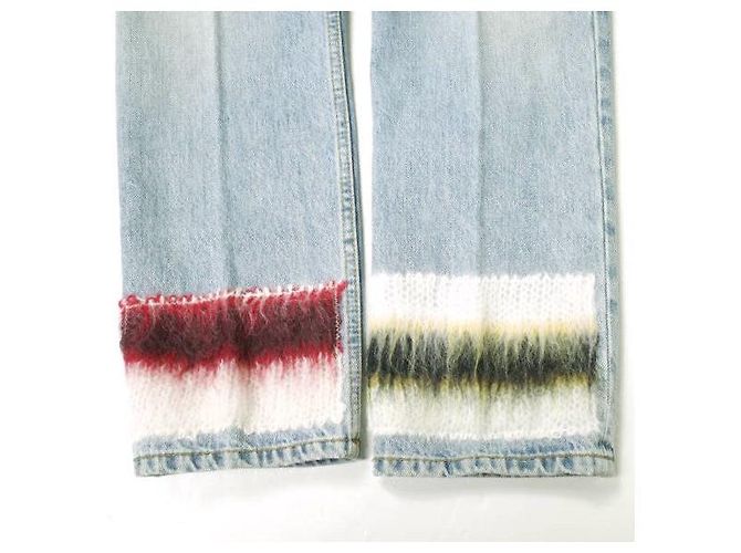 Calças de algodão, mohair, couro e denim Marni PAJD0344L0 Azul - vista 8