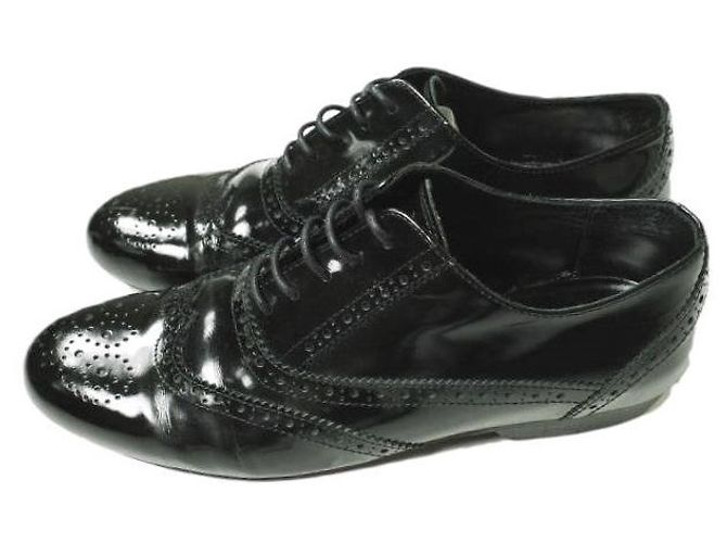 Autre Marque Schwarze Lackleder-Wingtip-Schuhe - Ansicht 2
