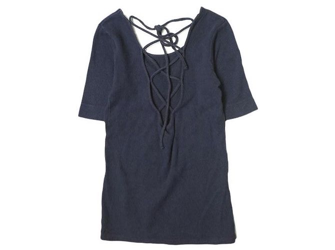 Autre Marque Camiseta de algodón orgánico R JUBILEE con lazada en la espalda Azul marino - vista 2